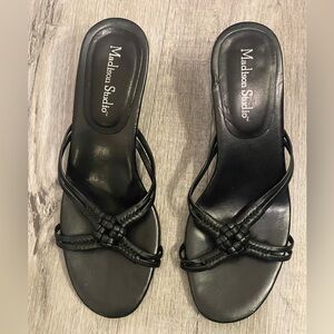 Madison Studio Women’s Black Braided Open Toe Slide Sandals Size 6